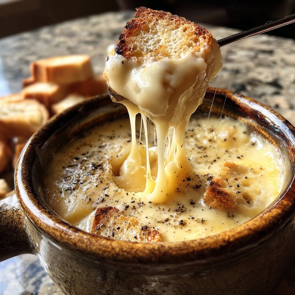 Fondue with Swiss Cheese and White Pepper