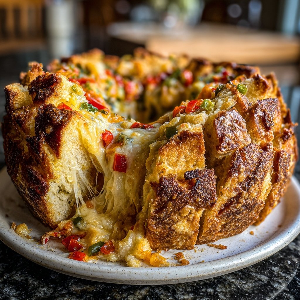 Super Bowl Cheesy Veggie Pull Apart Bread