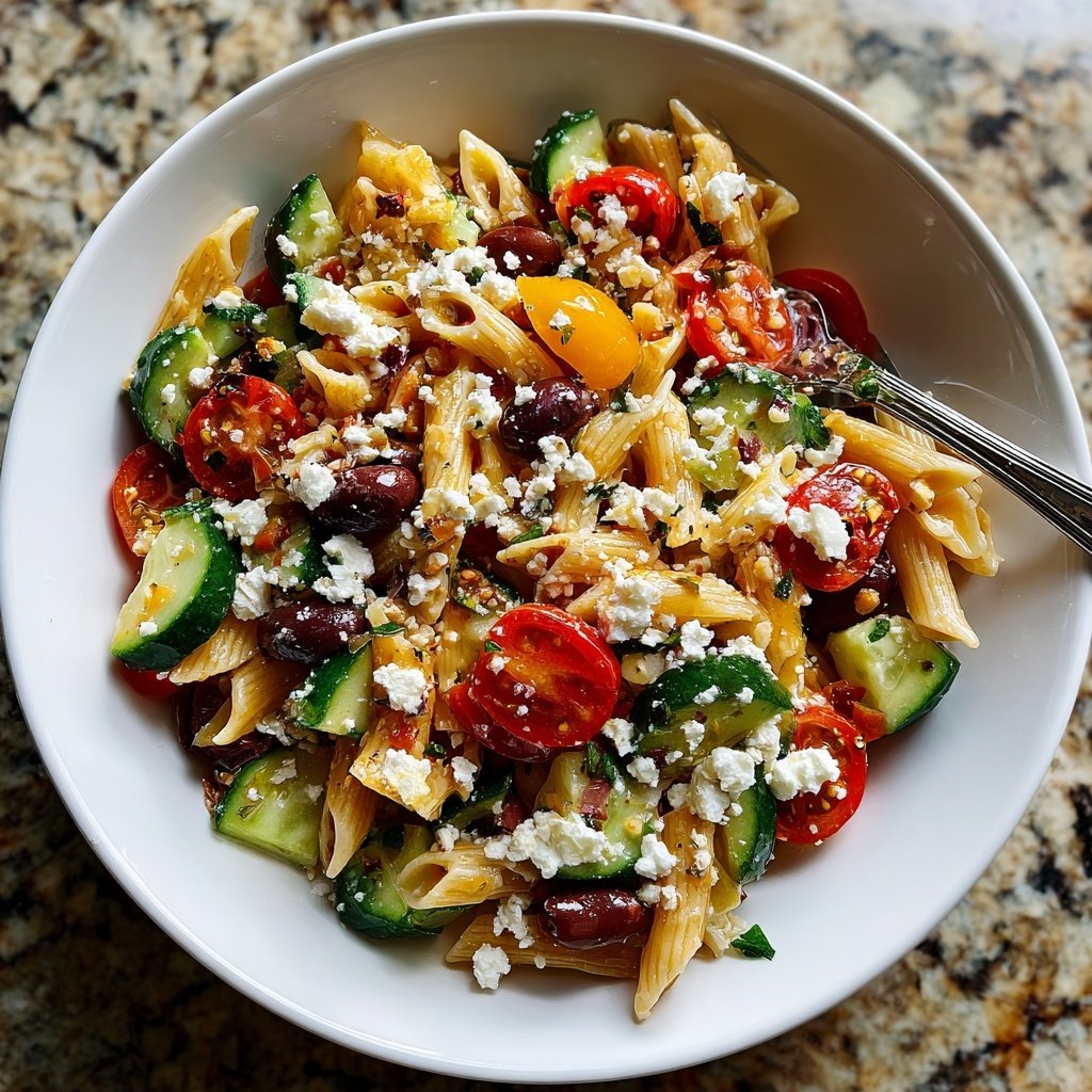 Mediterranean Pasta Salad With Feta