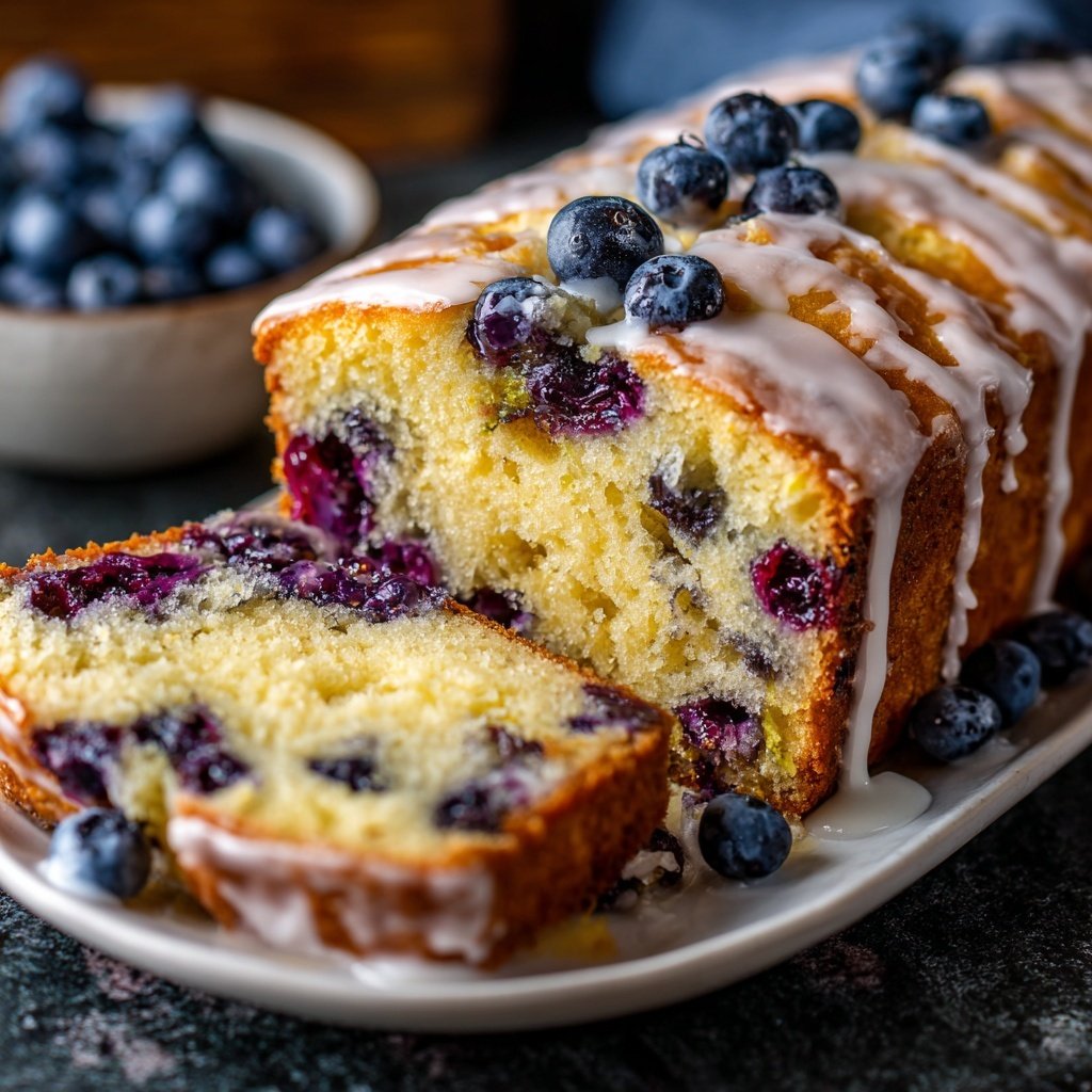 Blueberry Lemon Loaf With Glaze