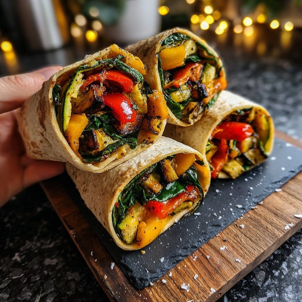Healthy Lunch Roasted Veggie Wraps