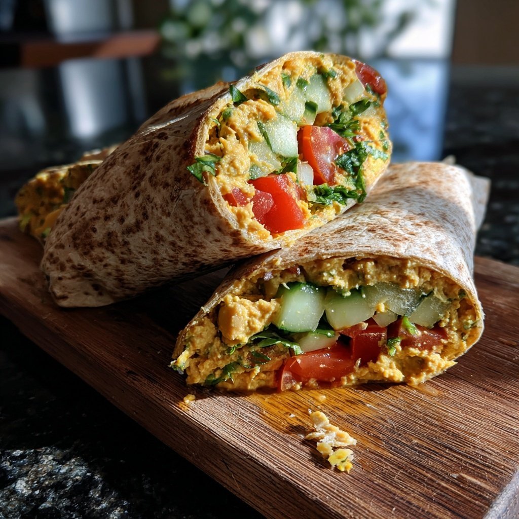 Healthy Lunch Mediterranean Chickpea Wrap