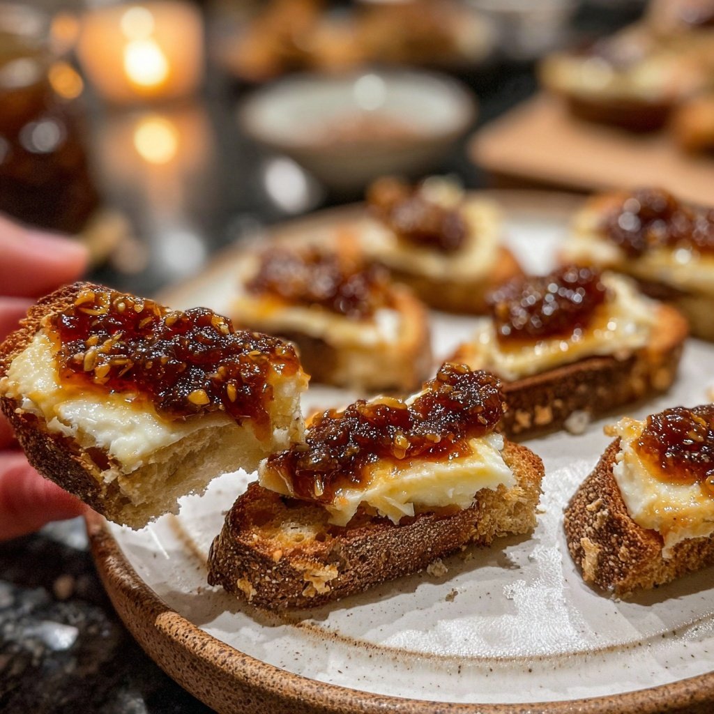 Canapés with Fig Jam and Brie