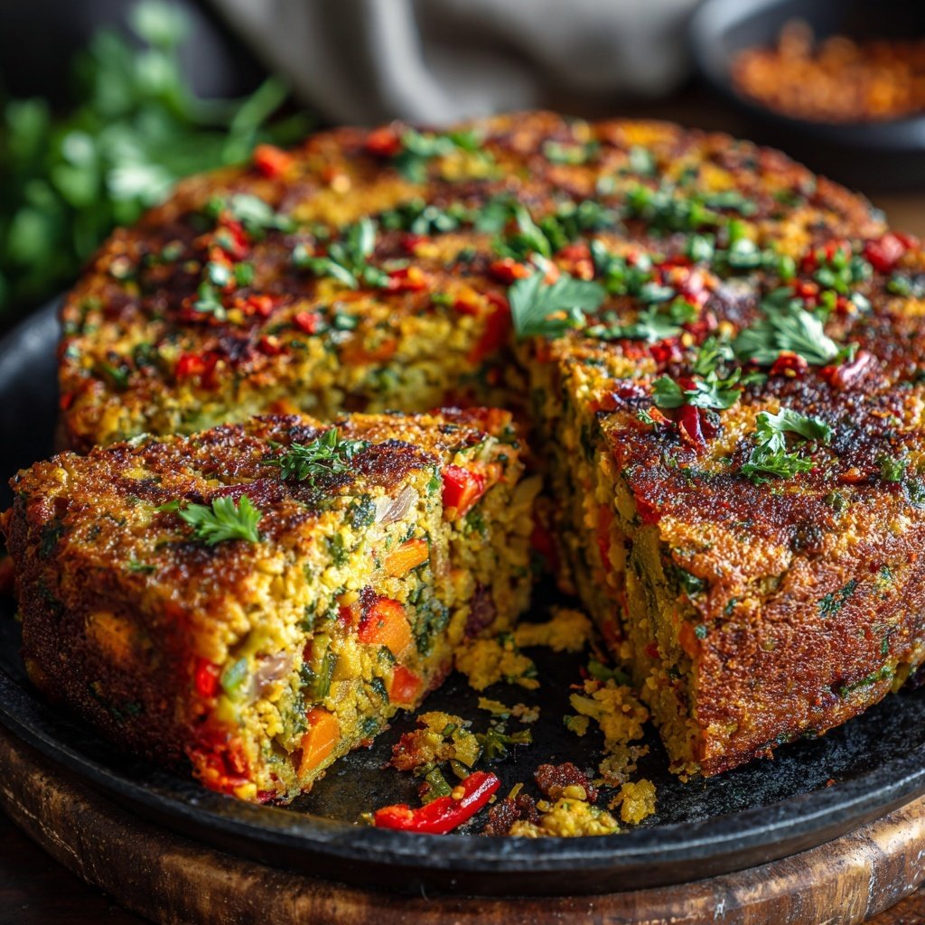Baked Veggie Chickpea Rice Cake