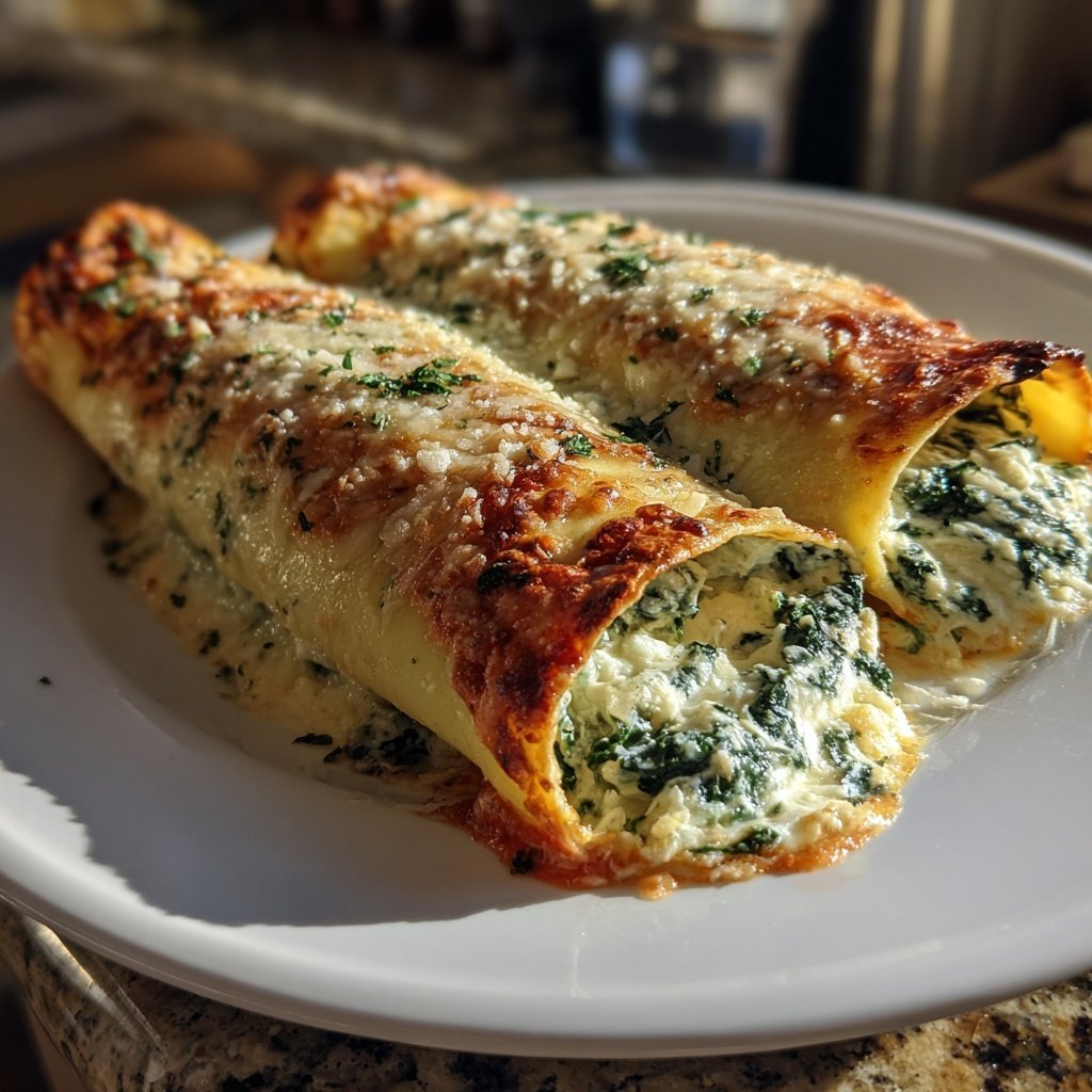 Sunday Spinach Ricotta Cannelloni