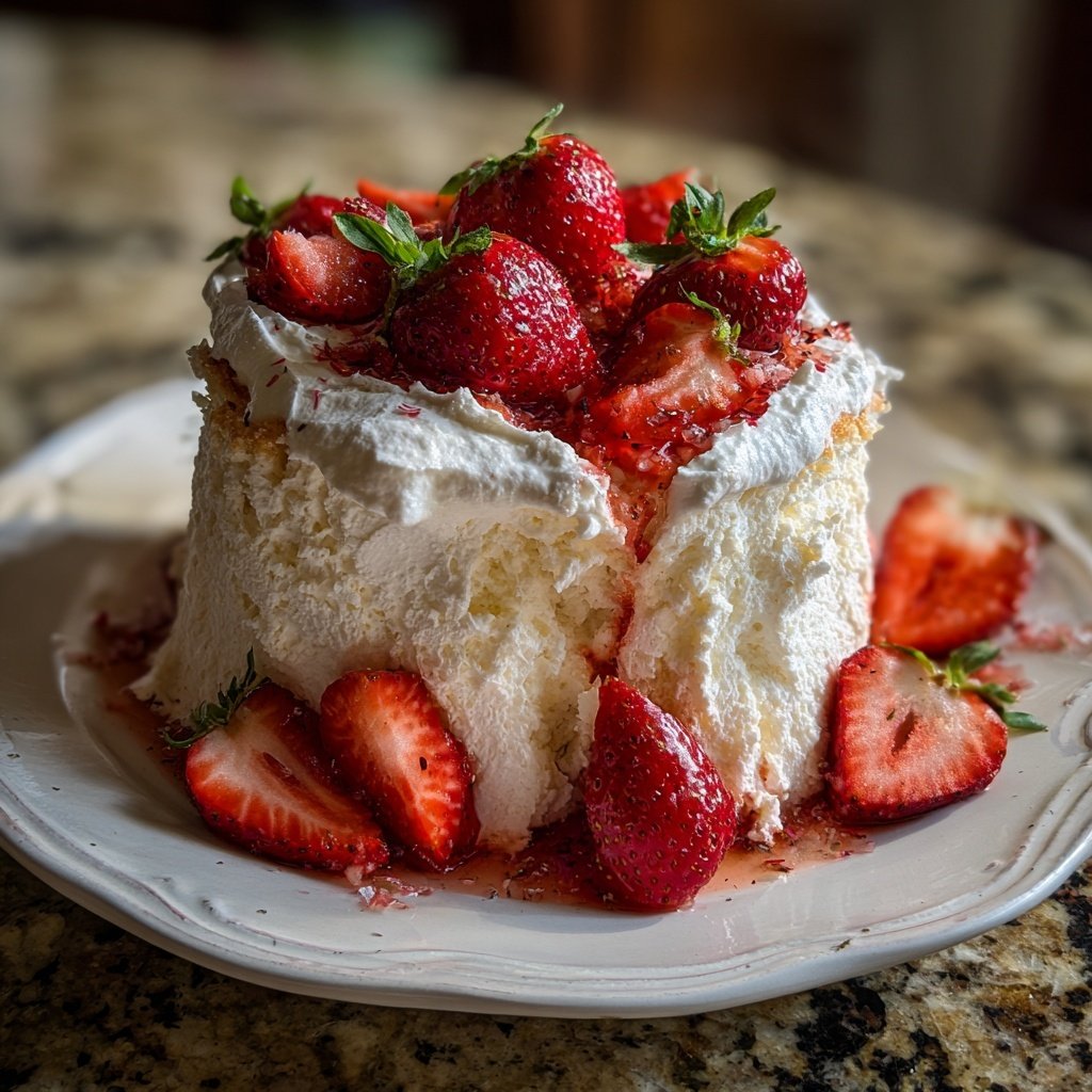 Light And Fluffy Strawberry Angel Food Dessert
