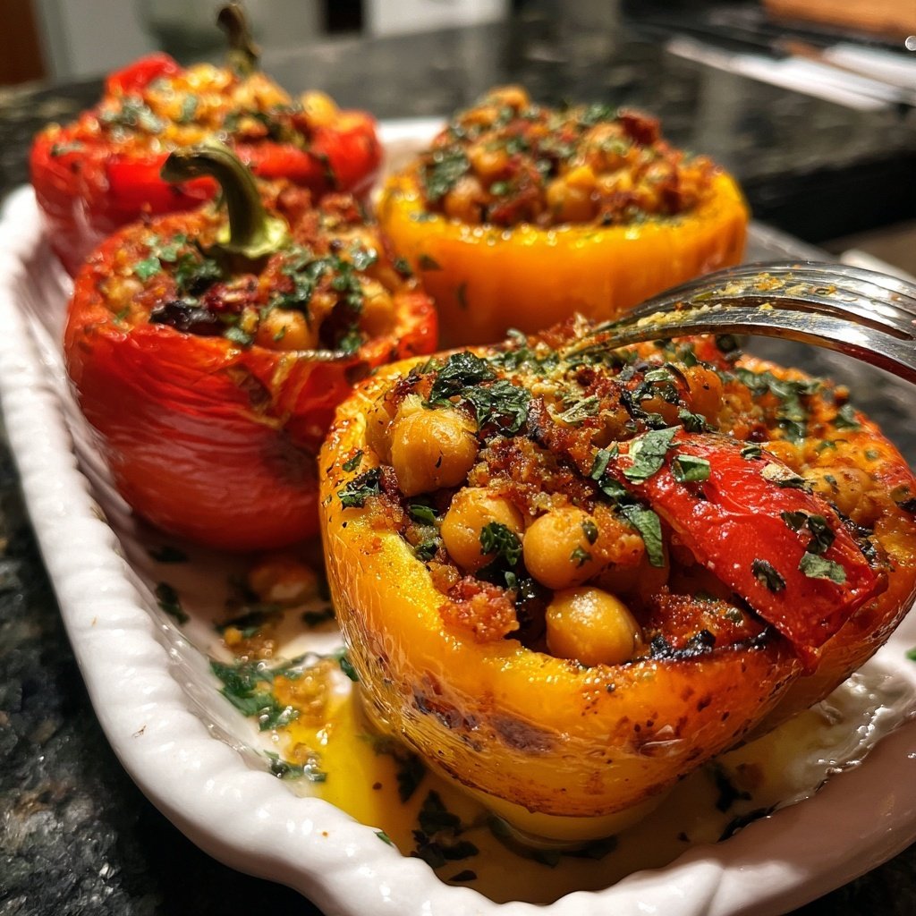 Mediterranean Chickpea Stuffed Peppers