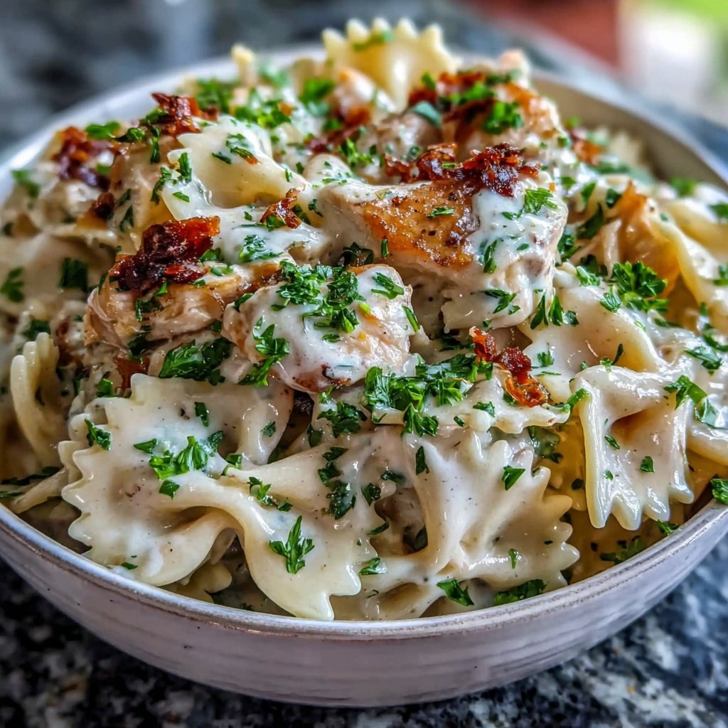Bow Tie Pasta With Chicken Alfredo