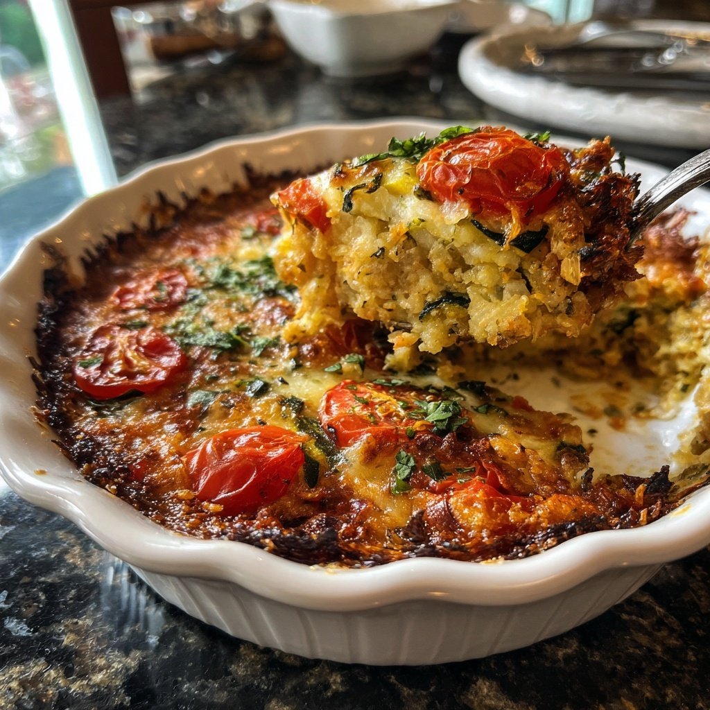 Baked Zucchini Tomato Rice Bake