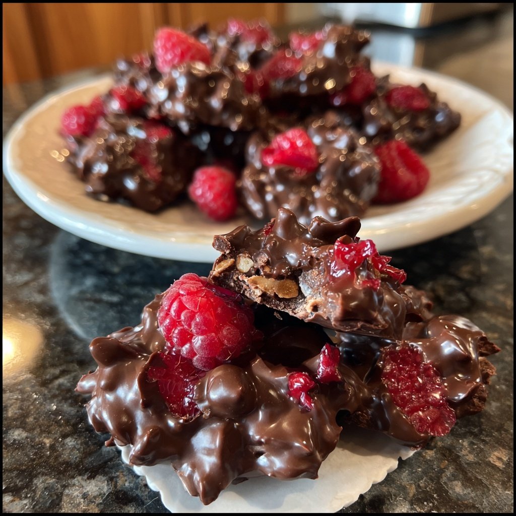 Valentines Treats Chocolate Raspberry Clusters