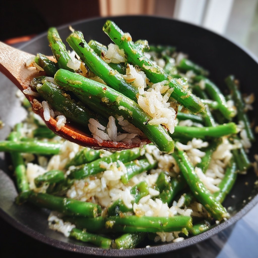 Garlic Butter Green Bean Rice Skillet