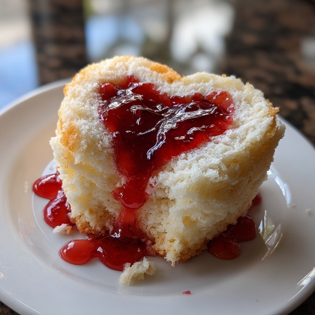 Mini Heart Cake with Strawberry Jam Center