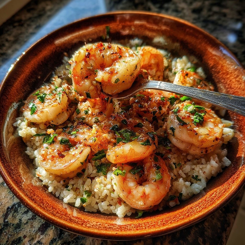 Lemon Garlic Shrimp With Rice